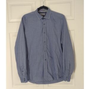 Ted Baker London FINAL $ Ted Fit Long Sleeve Button Up Dress Shirt Chambray Blue